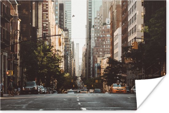 New York Quiet street in the morning Poster 150x75 cm - Tirage photo sur Poster (décoration murale salon / chambre) / Poster Villes