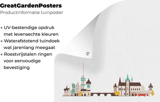 Posters de jardin en dehors de Prague - République tchèque - Skyline - 60x90 cm - Toile de jardin
