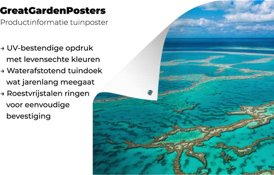 Affiche jardin Australie - Tirage photo Grande Barrière de Reef 180x120 cm - Toile Jardin/Toile d'extérieur/ Peintures pour l'extérieur (décoration de jardin) XXL / Groot format !