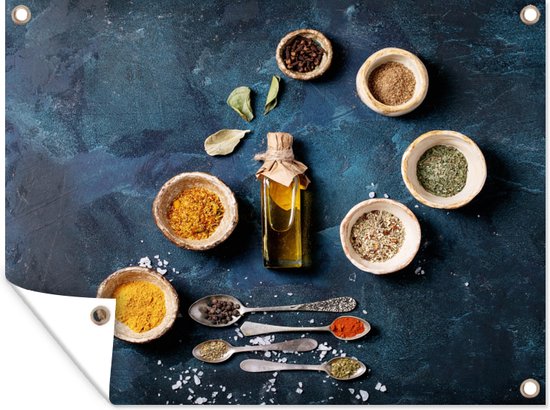 Décoration de Jardin Huile - Epices - Louches - Herbes - Cuisine - 40x30 cm