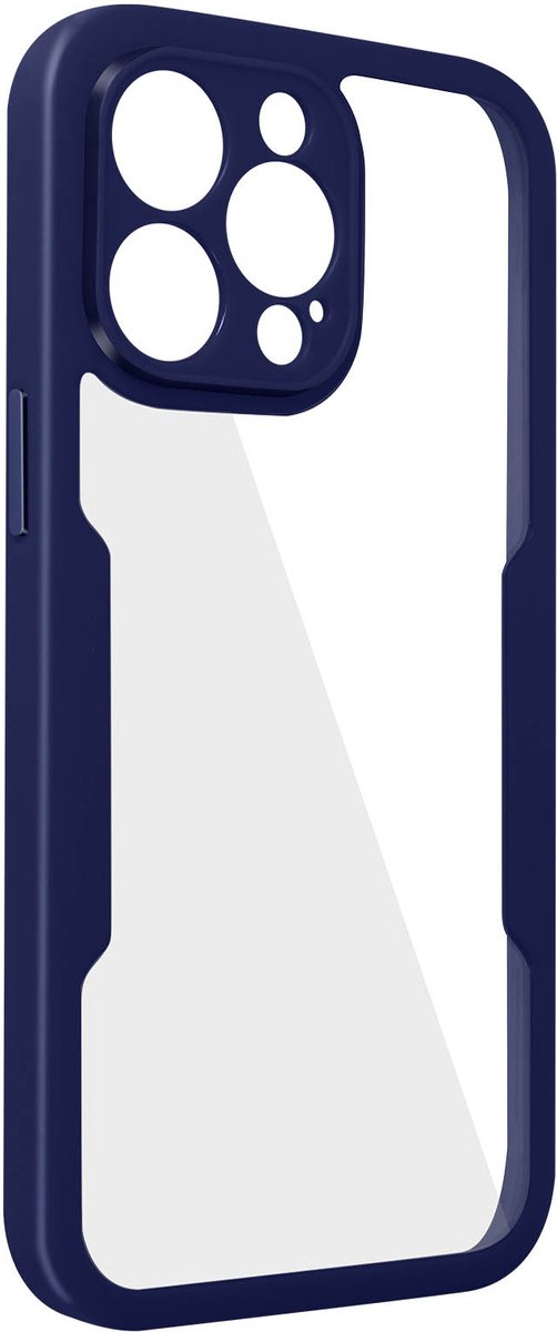 Hoes Geschikt voor Apple iPhone 14 Pro Plexiglas achter +Polymeer voor, omtrek blauw