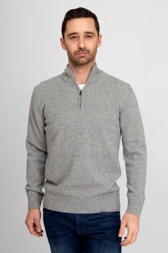 SINGLES DAY! Suitable - Half Zip Trui Wol Blend Grijs