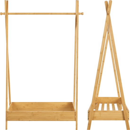 en.casa] Kledingrek Sola 126x73x42 cm bamboe houtkleurig - Kasten | Kledingkasten