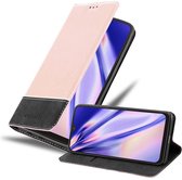 Cadorabo Hoesje geschikt voor Samsung Galaxy A10 / M10 in ROSE GOUD ZWART - Beschermhoes met magnetische sluiting, standfunctie en kaartvakje Book Case Cover Etui