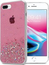 Cadorabo Hoesje voor Apple iPhone 7 PLUS / 7S PLUS / 8 PLUS in Roze met Glitter - Beschermhoes van flexibel TPU silicone met fonkelende glitters Case Cover Etui