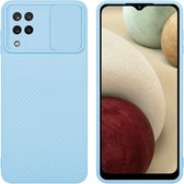 Cadorabo Hoesje geschikt voor Samsung Galaxy A12 / M12 in Bonbon Licht Blauw - Beschermhoes van flexibel TPU-silicone Case Cover en met camerabescherming
