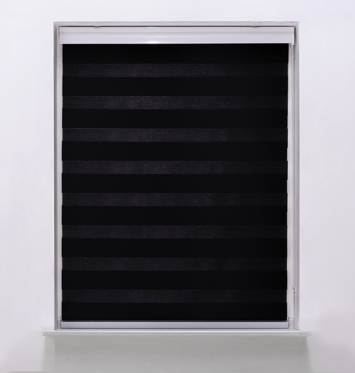 Raamdecoratiemagazijn.nl Duo Rolgordijn Lichtdoorlatend - Zwart - 185x175cm - Op