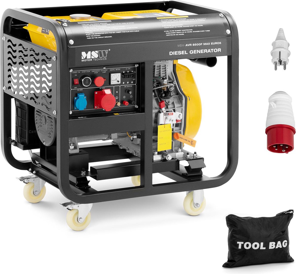 Noodgenerator diesel - 2830 / 8500 W - 30 L - 230/400 V - mobiel - AVR - Euro 5 - MSW