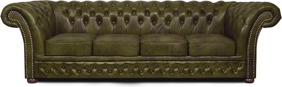 Foto: Chesterfield bank winfield basic leer 4 zits mos groen 2 tot 4 weken levertijd