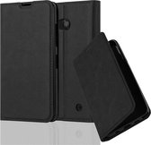 Cadorabo Hoesje geschikt voor Nokia Lumia 550 in ZWARTE NACHT - Beschermhoes met magnetische sluiting, standfunctie en kaartvakje Book Case Cover Etui