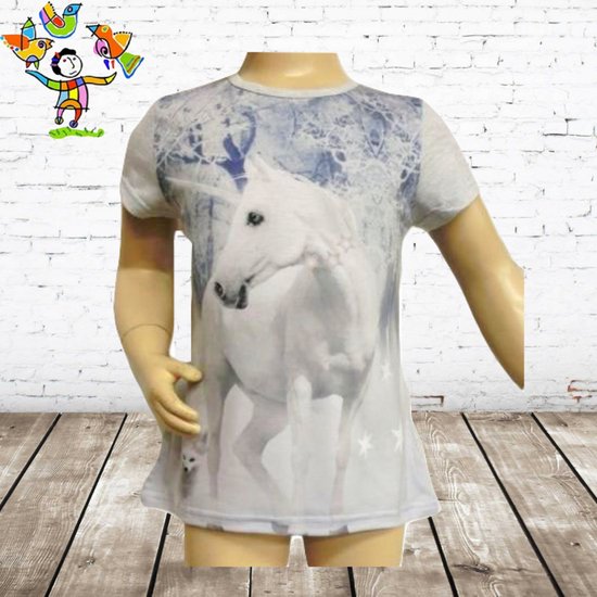 T-shirt cheval blanc 2 - s&C-98/104-t-shirts filles
