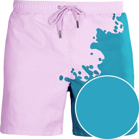 SEA'SONS - Zwembroek Heren - Kleurveranderend - Groen-Roze - Maat L (SEASONS - Kleur veranderend)