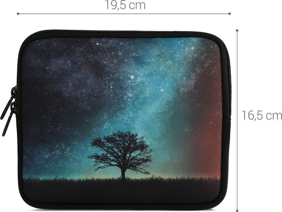 kwmobile Universele Cover voor eReader - Neopreen hoesje Sterrenstelsel en Boom design blauw / grijs / zwart van kwmobile — afbeelding 5