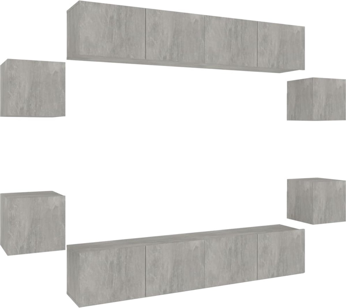 vidaXL - 8-delige - Tv-meubelset - bewerkt - hout - betongrijs