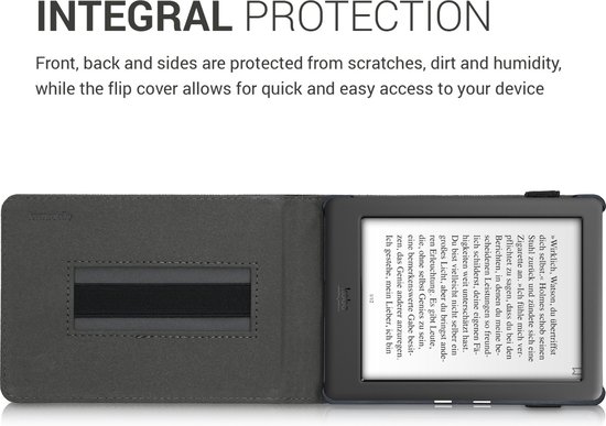 kwmobile Hoesje geschikt voor Kobo Glo HD / Touch 2.0 - Met polsriem en standaard - e-Reader beschermhoes in donkergrijs van Merkloos — afbeelding 4