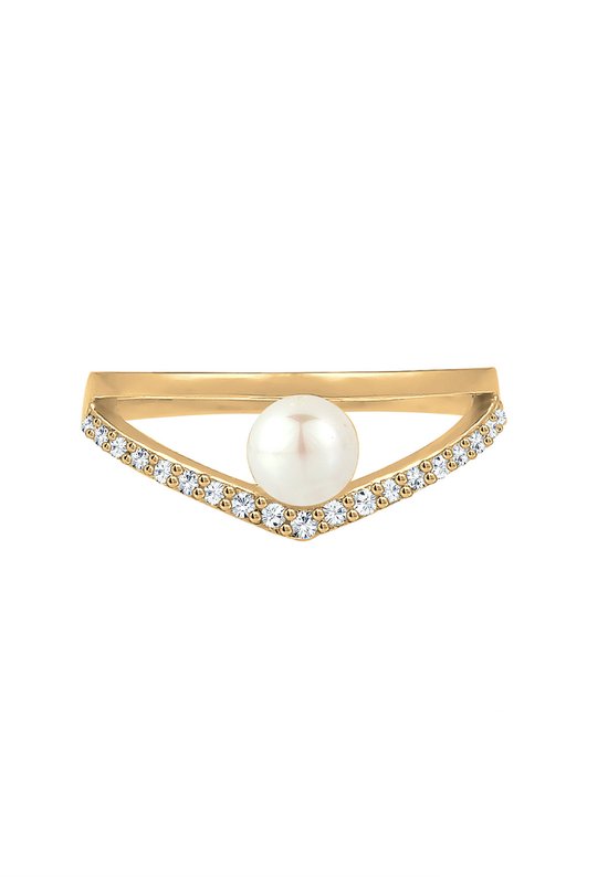 Valero Pearls Fashion Collection Damen-Ring Hochwertige Süßwasser-Zuchtperlen In Ca. 6 Mm Button Champagner Lachs 925 Sterling Silber 311430 B002ol2ioy