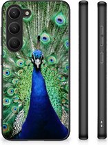 GSM Hoesje Geschikt voor Samsung Galaxy S23 Siliconen Back Cover met Zwarte rand Pauw