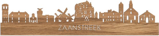 Skyline Zaanstreek Eikenhout - 80 cm - Woondecoratie - Wanddecoratie - Meer steden beschikbaar - Woonkamer idee - City Art - Steden kunst - Cadeau voor hem - Cadeau voor haar - Jubileum - Trouwerij - WoodWideCities