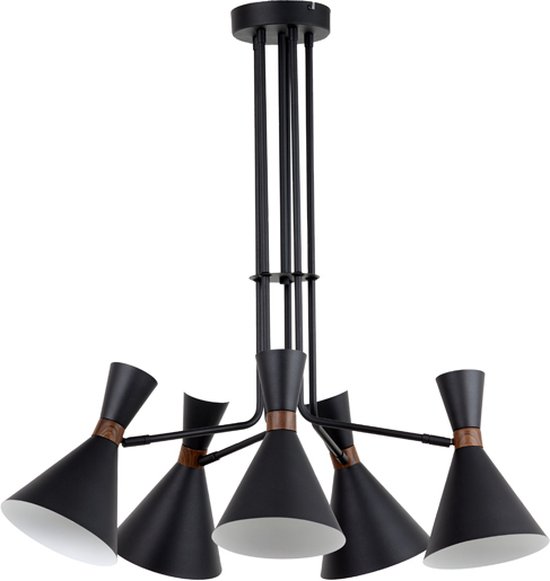 Light & Living Hanglamp Hoodies - 5-Lamps - Mat Zwart
