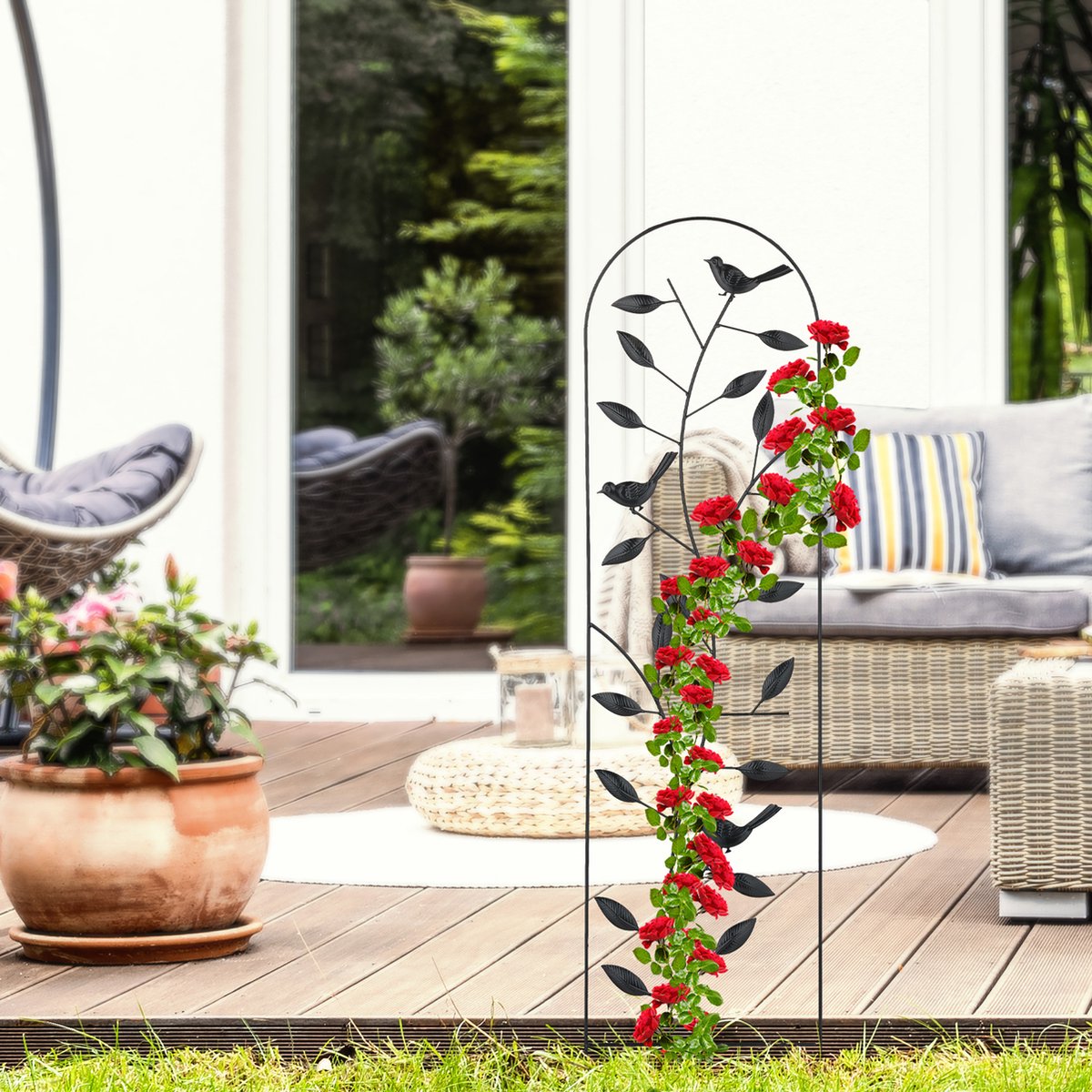 Relaxdays klimplantenrek metaal, 3 stuks, voor in de grond