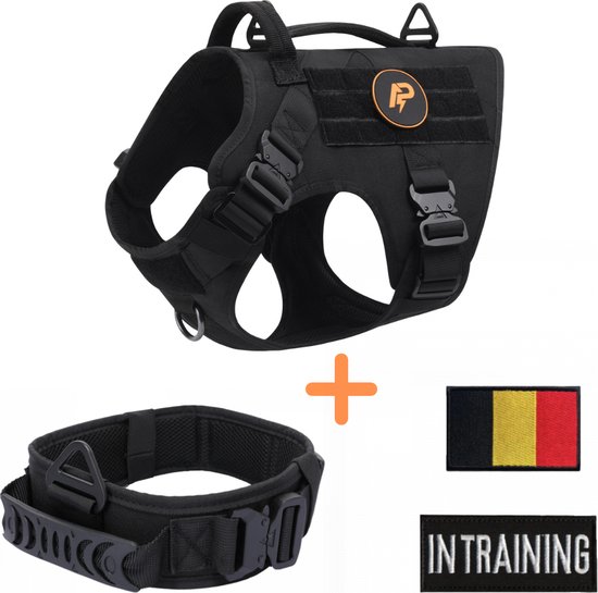 Paworld Ontsnappingsbestendig Hondentuig Maat Middel, Anti-Trek Hondentuig, Verstelbaar, Duurzaam, Ademend Huisdierenvest, Geen Wurgtuig voor Grote Honden Buitenshuis Wandelen Training (Zwart, S