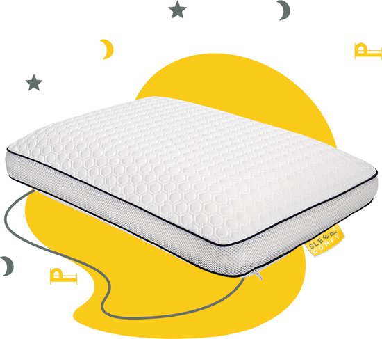 Sleep Comfy - Oreiller en mousse à mémoire de forme - Oreiller pour chambre à coucher - Orthopédique - Ergonomique - Oreiller potelé | 60x40x13cm