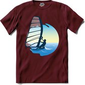 Windsurfer | Wind zeilen - Boot - Zeilboot - T-Shirt - Unisex - Burgundy - Maat XXL