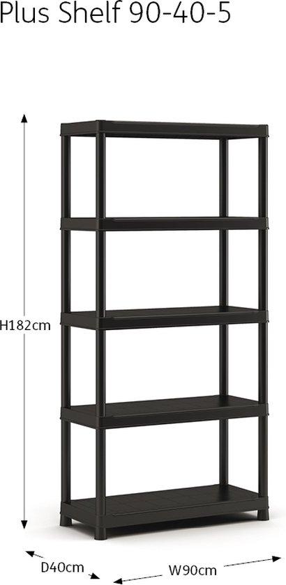 Keter Plus Shelf - 5 Planken - 90x40x182cm - Zwart | bol.com