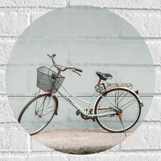 WallClassics - Muursticker Cercle - Vélo garé au mur gris - 40x40 cm Photo sur Muursticker