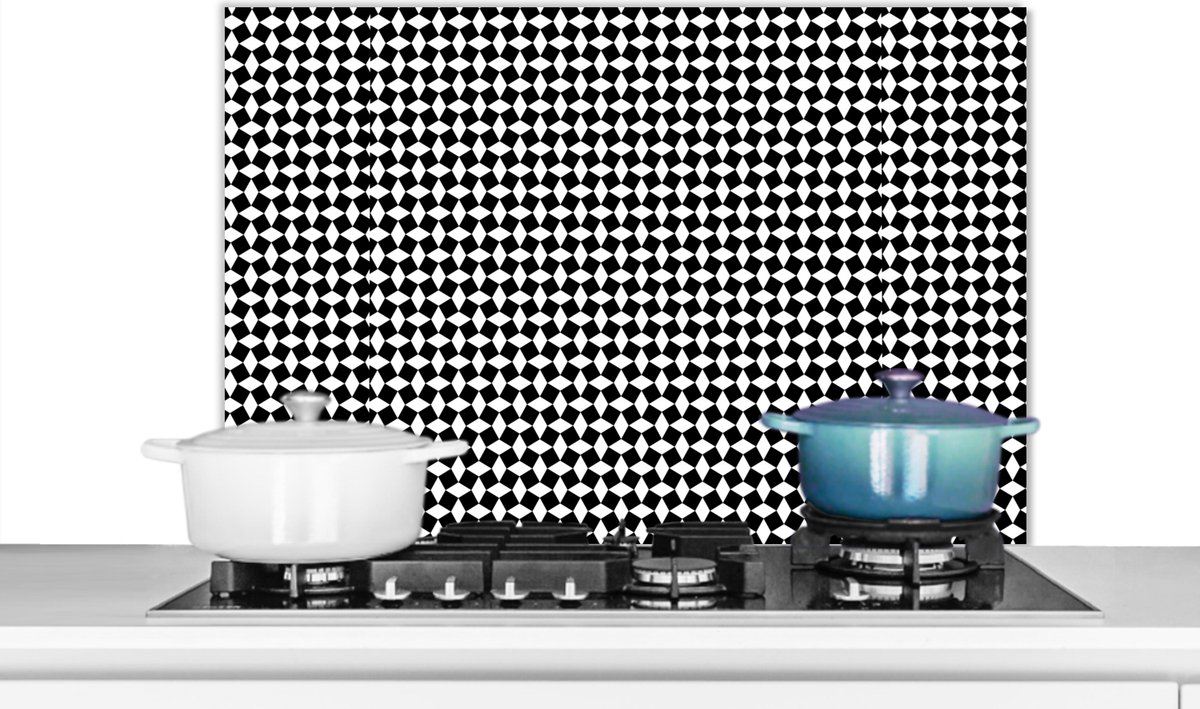 Spatscherm - Keuken achterwand - Design - Zwart - Wit - Patronen - Keuken - 90x60 cm