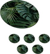 Onderzetters voor glazen - Rond - Planten - Jungle - Bladeren - Tropisch - 10x10 cm - Glasonderzetters - 6 stuks