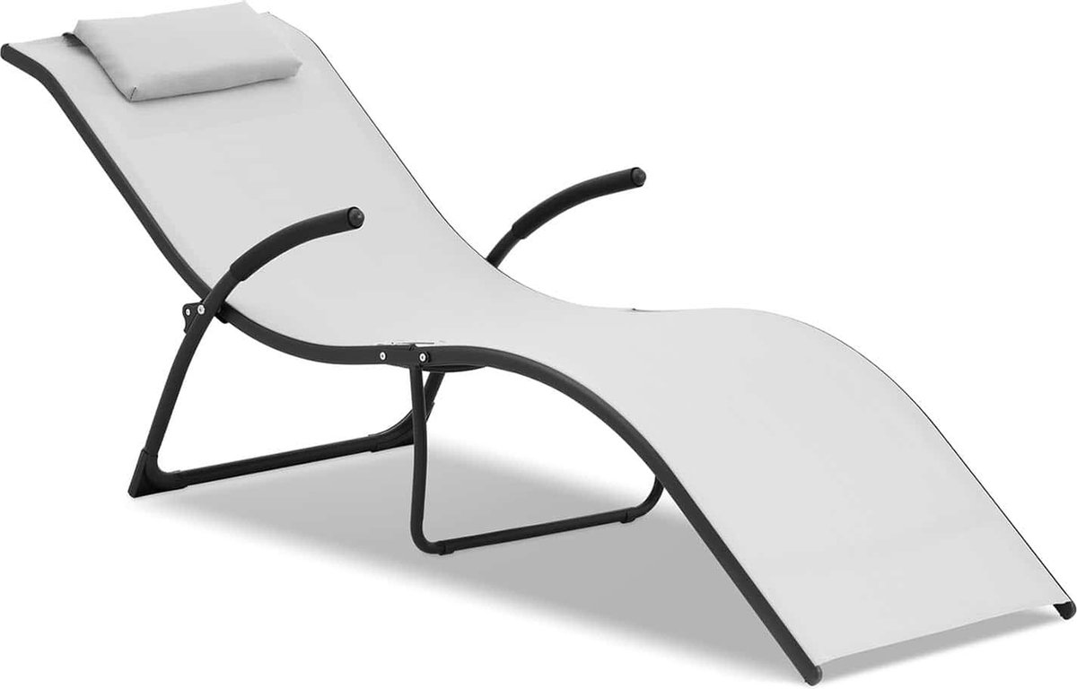 Uniprodo ligstoel - lichtgrijs - stalen frame - golfvorm