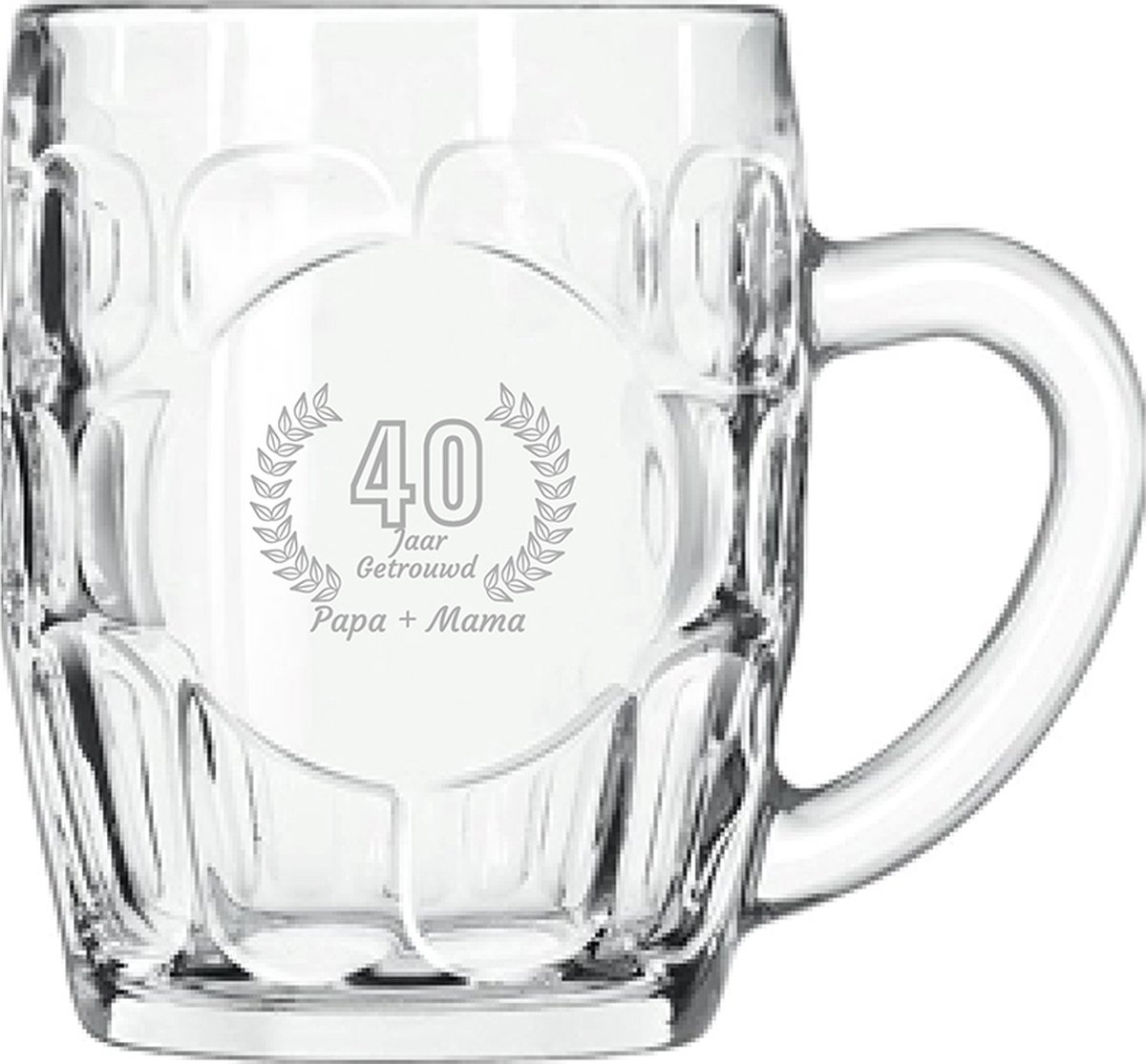 Gegraveerde Bierpul 55cl Papa + mama 40 jaar getrouwd