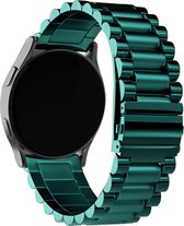 Strap-it Steel link strap 20mm - Bracelet en acier inoxydable adapté pour Samsung Galaxy Watch 42mm / Active / Active2 / Galaxy Watch 3 41mm - Garmin Vivoactive 3 / Venu - SQ - Amazfit GTS / GTS 2 / Bip - Vert