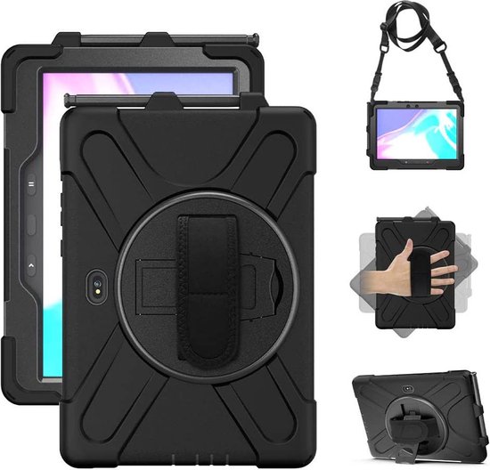 Coque Samsung Galaxy Tab Active4 Pro avec Béquille et Dragonne Zwart