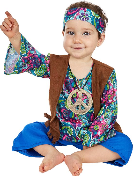 FUNIDELIA Hippie Kostuum voor baby - Maat: - Blauw