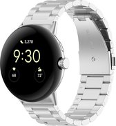 SmartphoneClip® Metaal Schakel Zilver Bandje geschikt voor Google Pixel Watch 1 en 2
