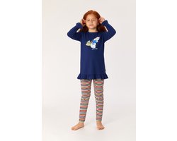 Woody pyjama meisjes/dames - donkerblauw - schaap - 222-1-TUL-S/869 - maat 164