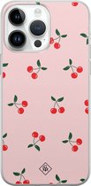 Coque iPhone 14 Pro Max - Cerise - Coque souple - Rose - Coque de téléphone en Siliconen - Geen impression - Casimoda