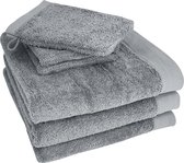 HOOMstyle Badgoedset 3 x Handdoeken 70x140cm en 3 x Washandjes - 100% Katoen 650gr - Grijs