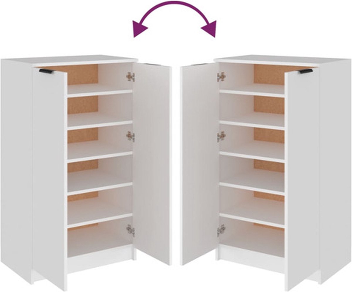 vidaXL Schoenenkast 30x35x100 cm bewerkt hout wit - Kasten | Schoenenrekken