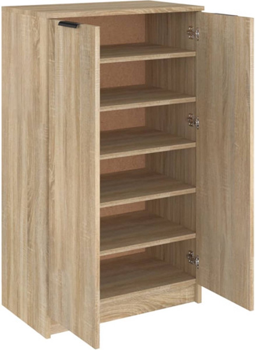 vidaXL Schoenenkast 59x35x100 cm bewerkt hout sonoma eikenkleurig