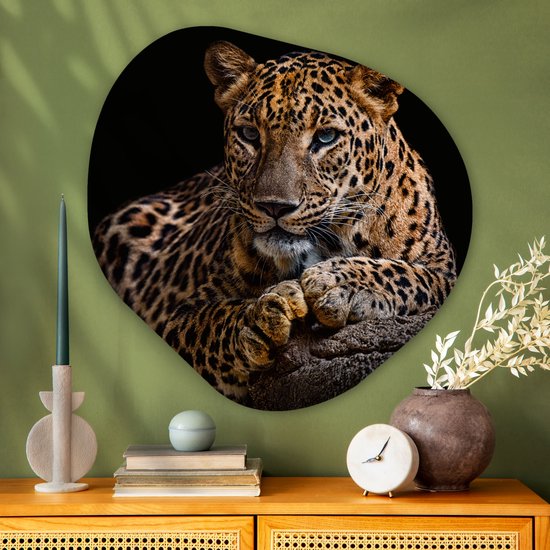 Décoration murale bio - Décoration murale en plastique - Tableau bio - Animaux sauvages - Panthère - Portrait - Zwart - Animaux- 90x90 cm - Forme miroir bio sur plastique