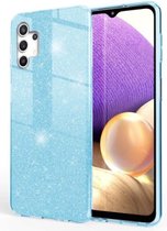 Samsung A32 5G Siliconen Glitter Hoesje Blauw