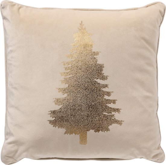 TREE - sierkussen 45x45 cm - kerst - fluweel - Whisper White - wit