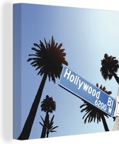 Une illustration d'un panneau de signalisation bleu en toile Hollywood 50x50 cm - Tirage photo sur toile (Décoration murale salon / chambre)