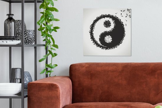 Une illustration d'un logo Yin et Yang composé de notes de musique sur toile 50x50 cm - Tirage photo sur toile (Décoration murale salon / chambre)