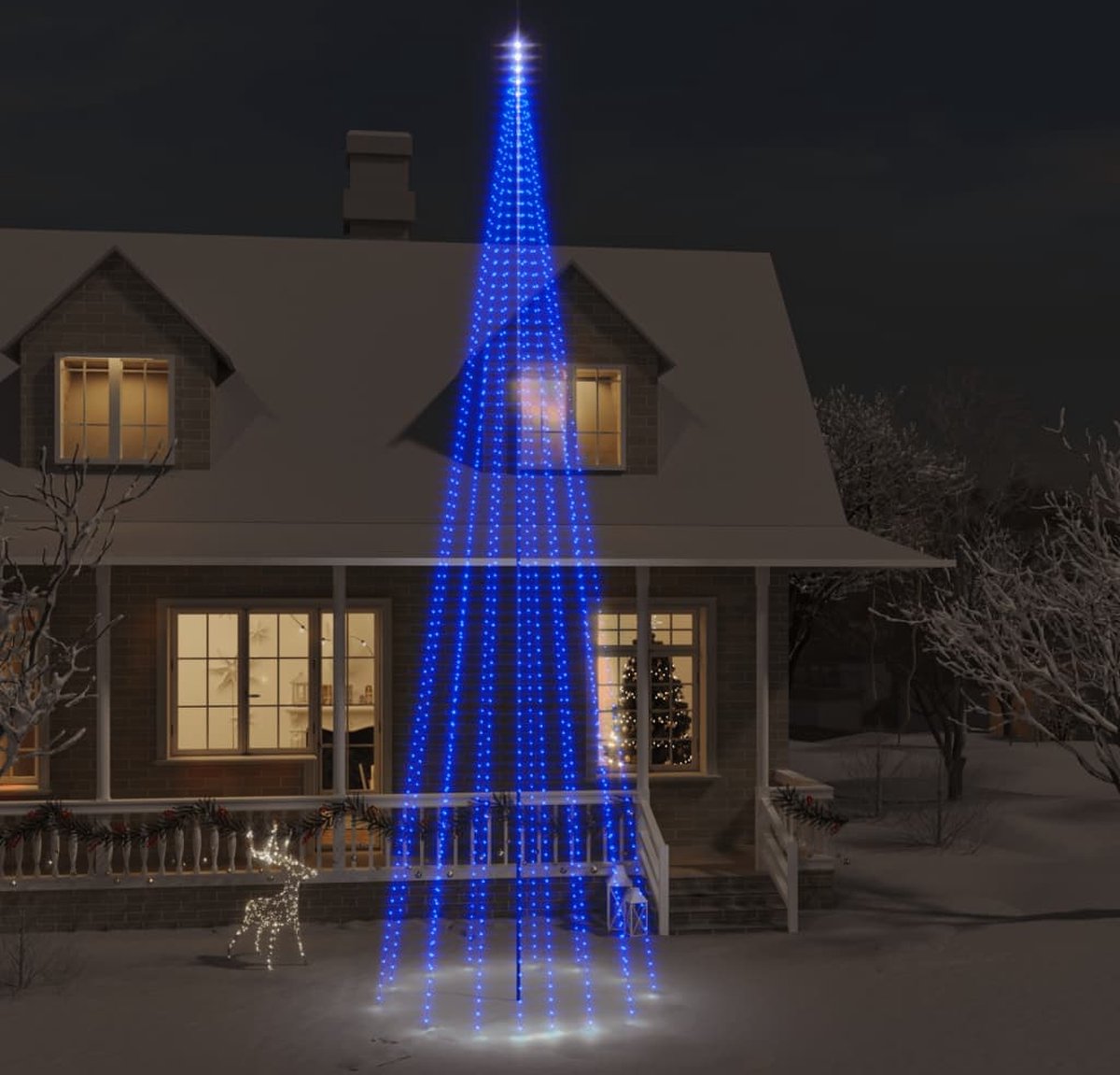 Prolenta Premium - Vlaggenmast kerstboom 1134 LED's blauw 800 cm