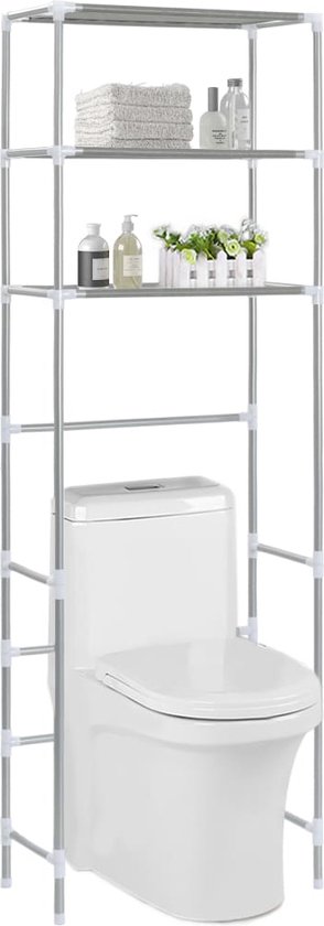 Toilet WC-Rek Opbergrek met 3 Planken voor Boven de Wasmachine en