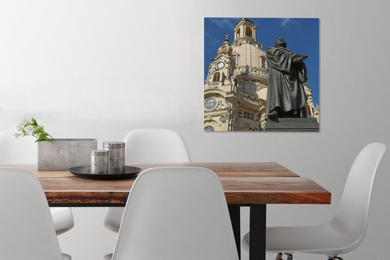 Monument de Luther devant la Frauenkirche de Dresde 50x50 cm - Tirage photo sur toile (Décoration murale salon / chambre)